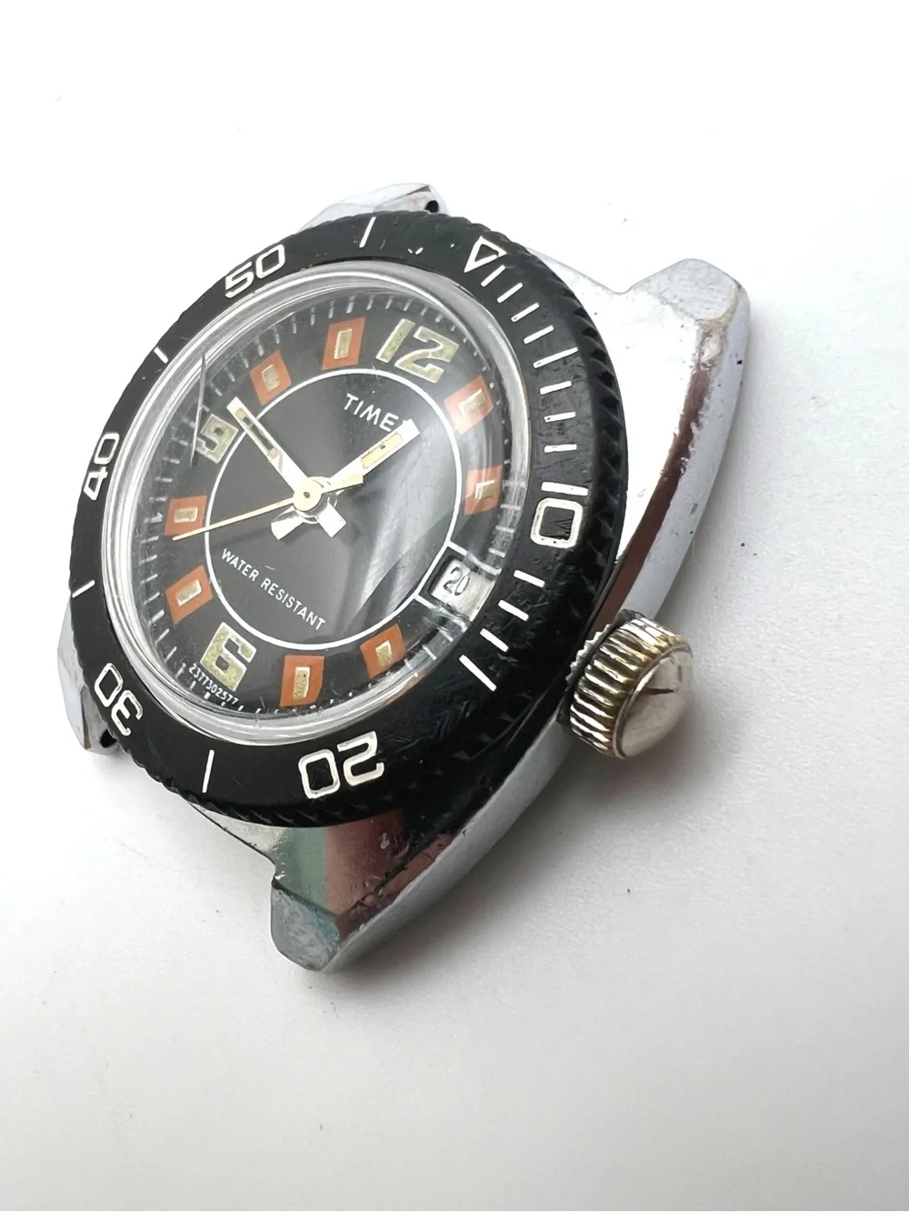 Timex Black and Orange Accented Dive-Style Watch Head